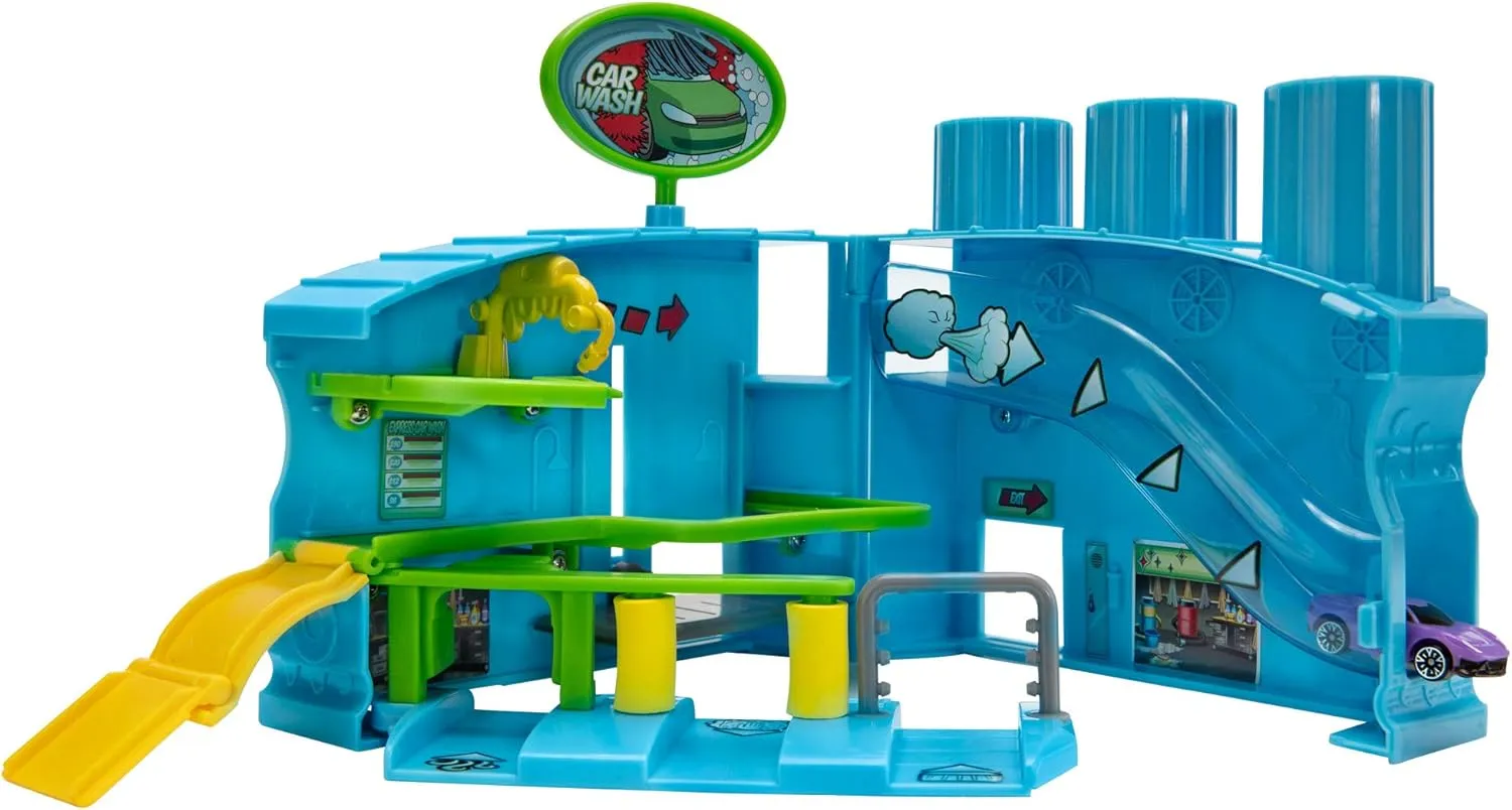 Micro Machines Core Playset, Car Wash Station - Expandable and Connectable to Other MM Sets, Includes One Exclusive Vehicle - Collect Them All