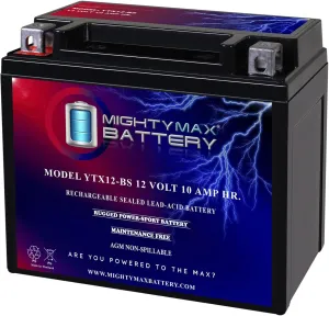Mighty Max Battery YTX12-BS 12V 10Ah Replacement Battery Compatible with Moose Racing MTX12-BS