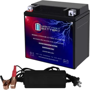 Mighty Max Battery YTX14-BS Replacement Battery Compatible with Moose Racing 2113-0237   12V 2Amp Charger
