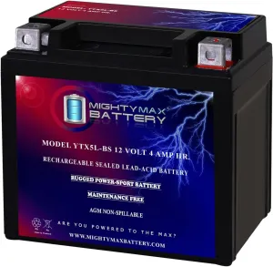 Mighty Max Battery YTX5L-BS Replacement Battery for Moose Racing YTX5L-BS