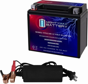 Mighty Max Battery YTX12-BS Replacement Battery Compatible with Moose Racing MTX12-BS   12V 2Amp Charger