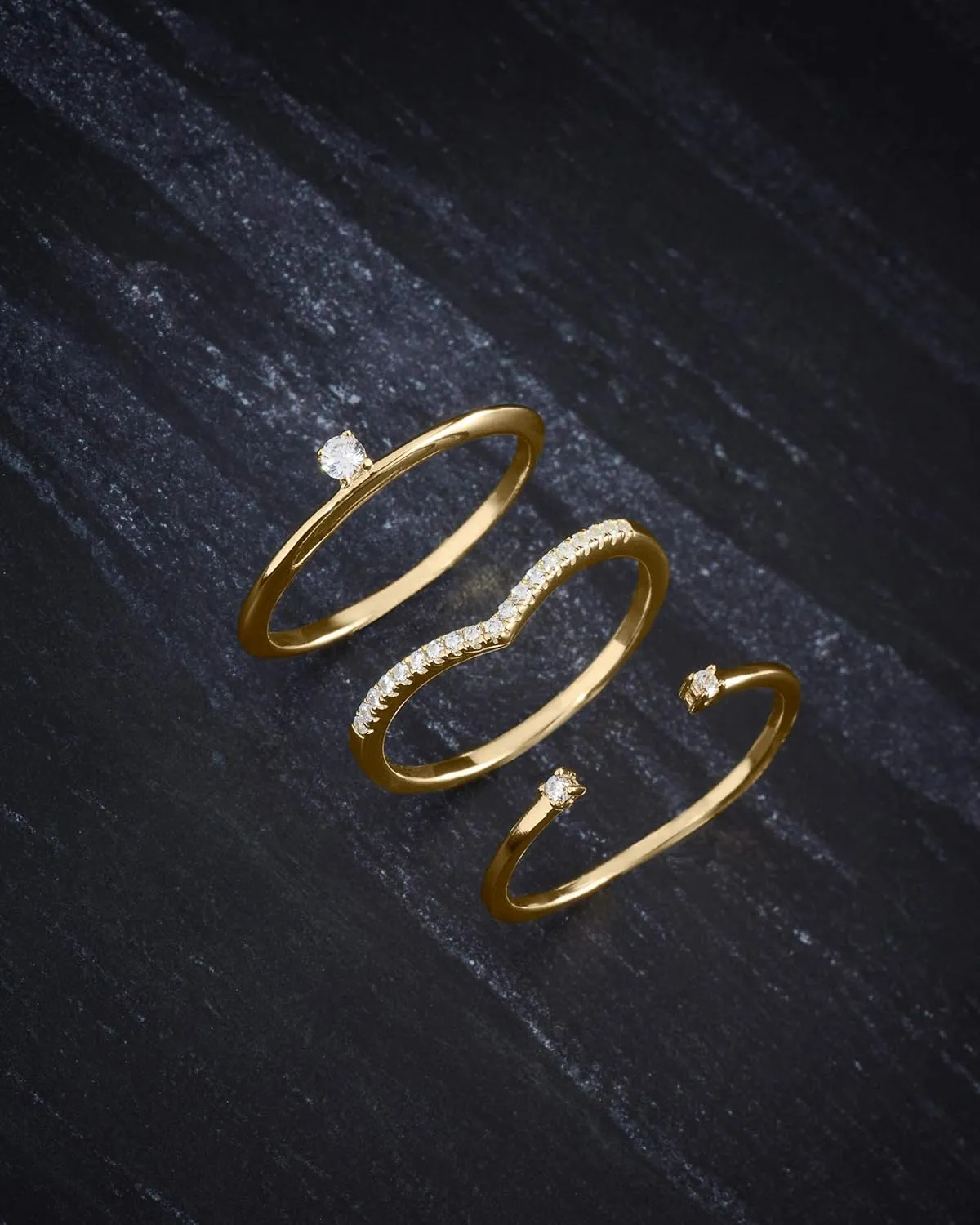 Milla Chevron Rings for Women - 14K Gold Plated Rings and 925 Sterling Silver - Wishbone 'V' Ring with Cubic Zirconia