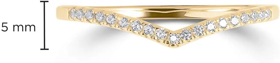 Milla Chevron Rings for Women - 14K Gold Plated Rings and 925 Sterling Silver - Wishbone 'V' Ring with Cubic Zirconia