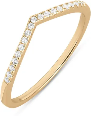 Milla Chevron Rings for Women - 14K Gold Plated Rings and 925 Sterling Silver - Wishbone 'V' Ring with Cubic Zirconia