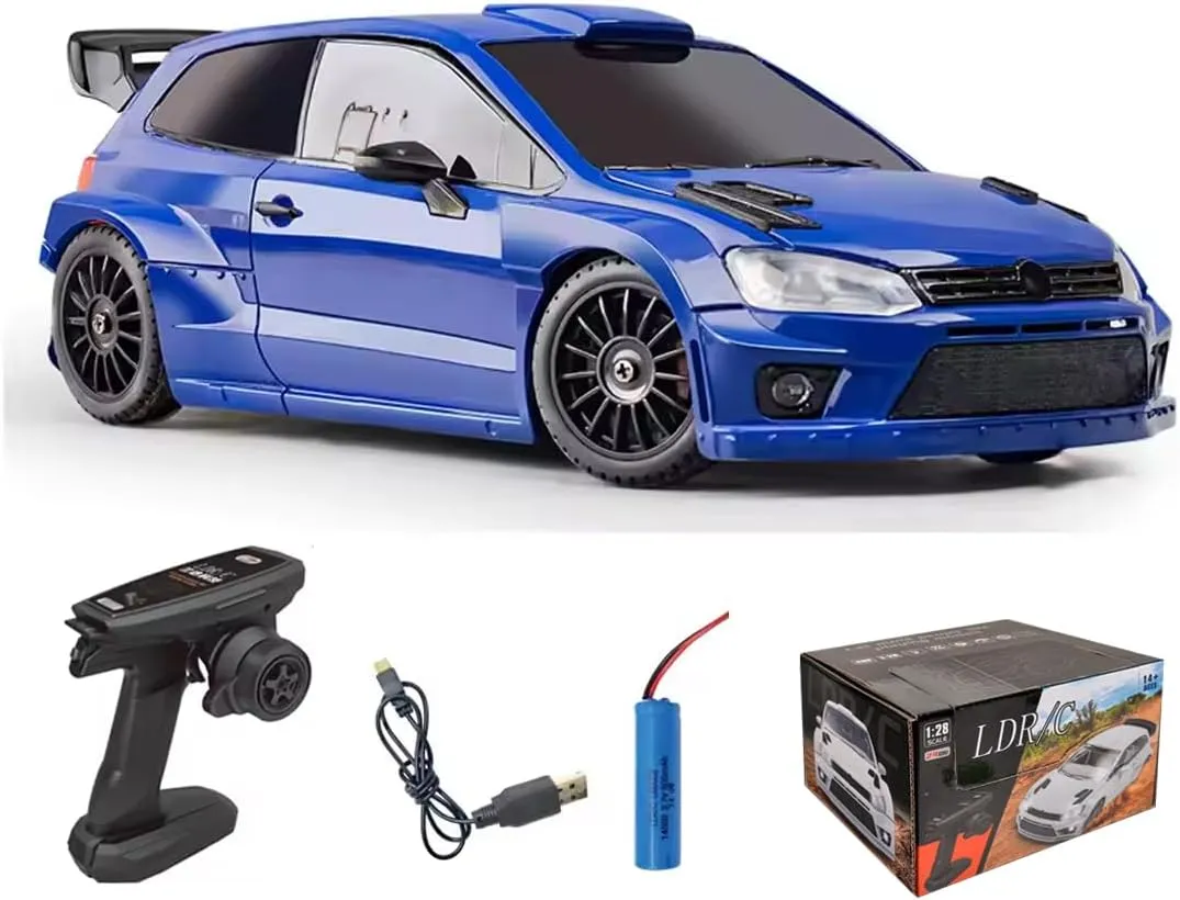 Mini RC Drift Car LD2801 – 1/28 Scale 4WD Racing Car with LED Lights, Full Proportional Control & 10km/h Speed, 2.4GHz RC Vehicle for Teens & Adults Hobby Gift, LD2801