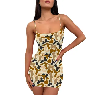 Mini Sexy Bodycon Dress for Summer Spaghetti Strap Sleeveless Backless Sundress A Line Slip Short Party Club Dresses