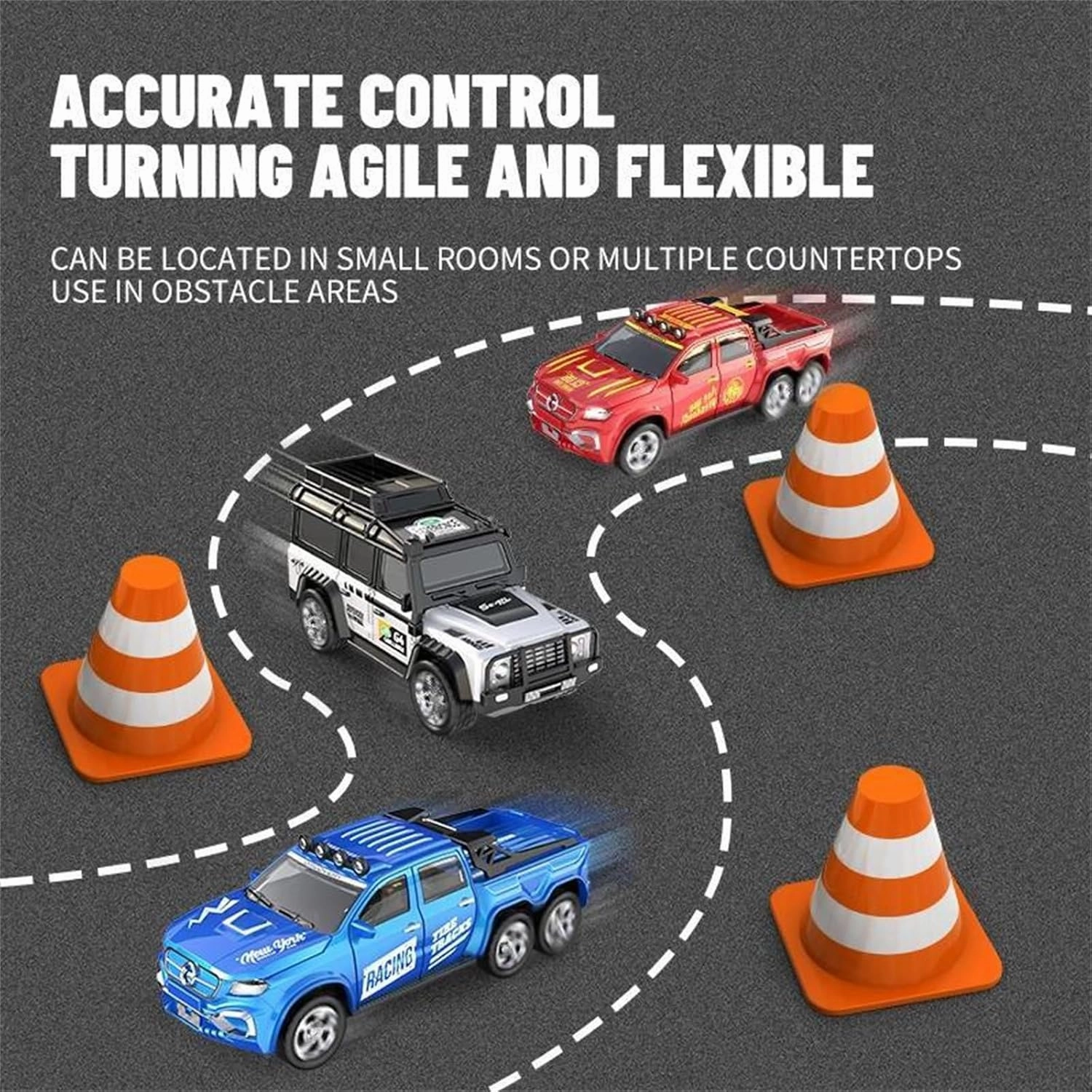 Mini Rc Drift Car, 1/64 Scale Alloy Truck, Remote Control 4x4 Off-Road Vehicle, USB Rechargeable, Mini Toys for Kids Adult