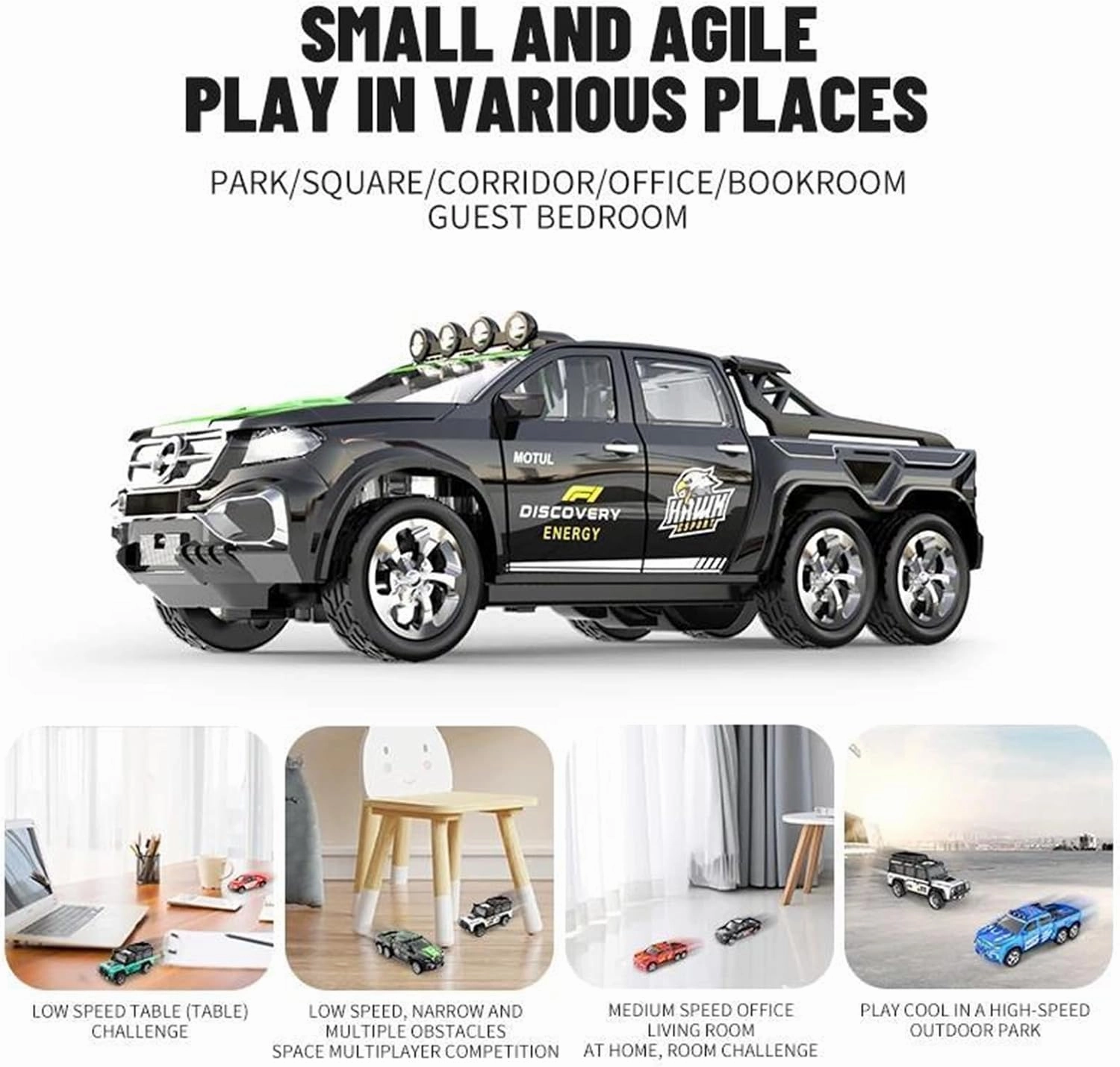 Mini Rc Drift Car, 1/64 Scale Alloy Truck, Remote Control 4x4 Off-Road Vehicle, USB Rechargeable, Mini Toys for Kids Adult