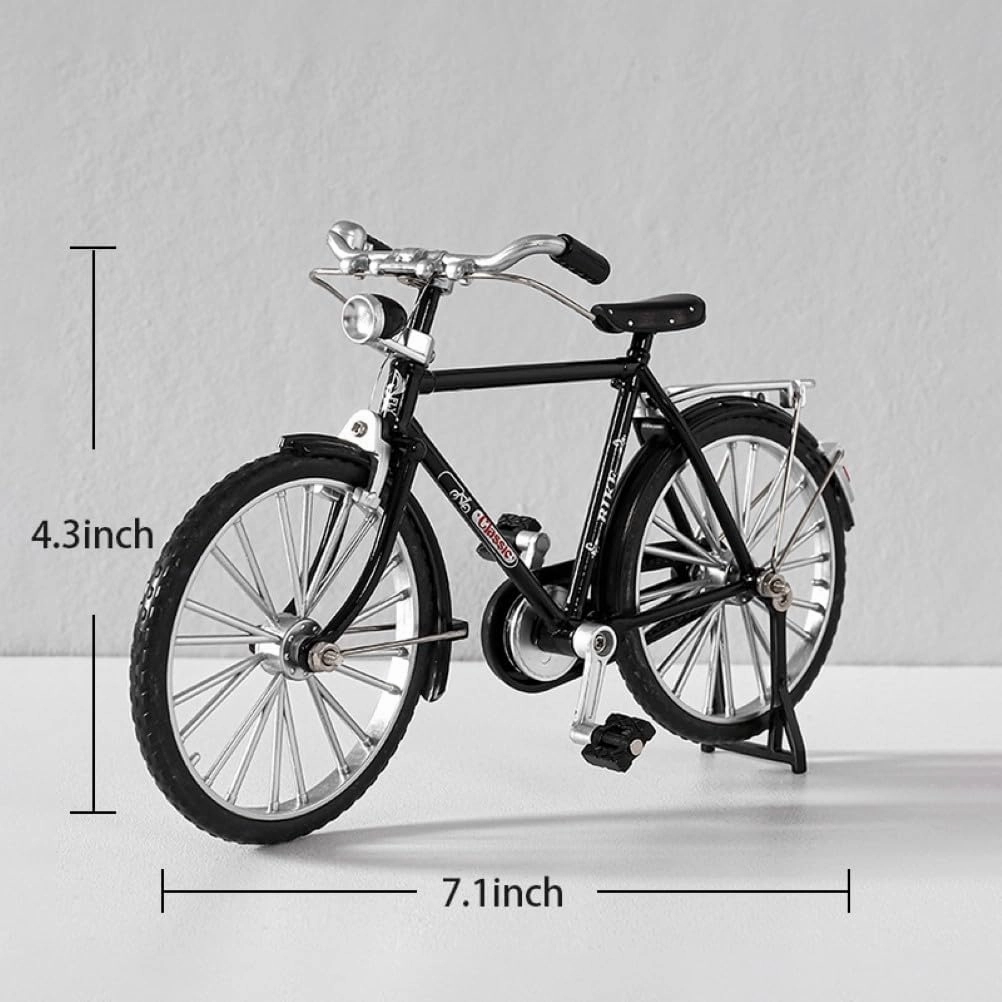 Miniature Alloy Bicycle Collections Bookshelf Decor, Metal Art Home Accessories, Desk Accessories Toy Finger Bike for Collections Home Living Room Bar Coffee Ornaments (Black)