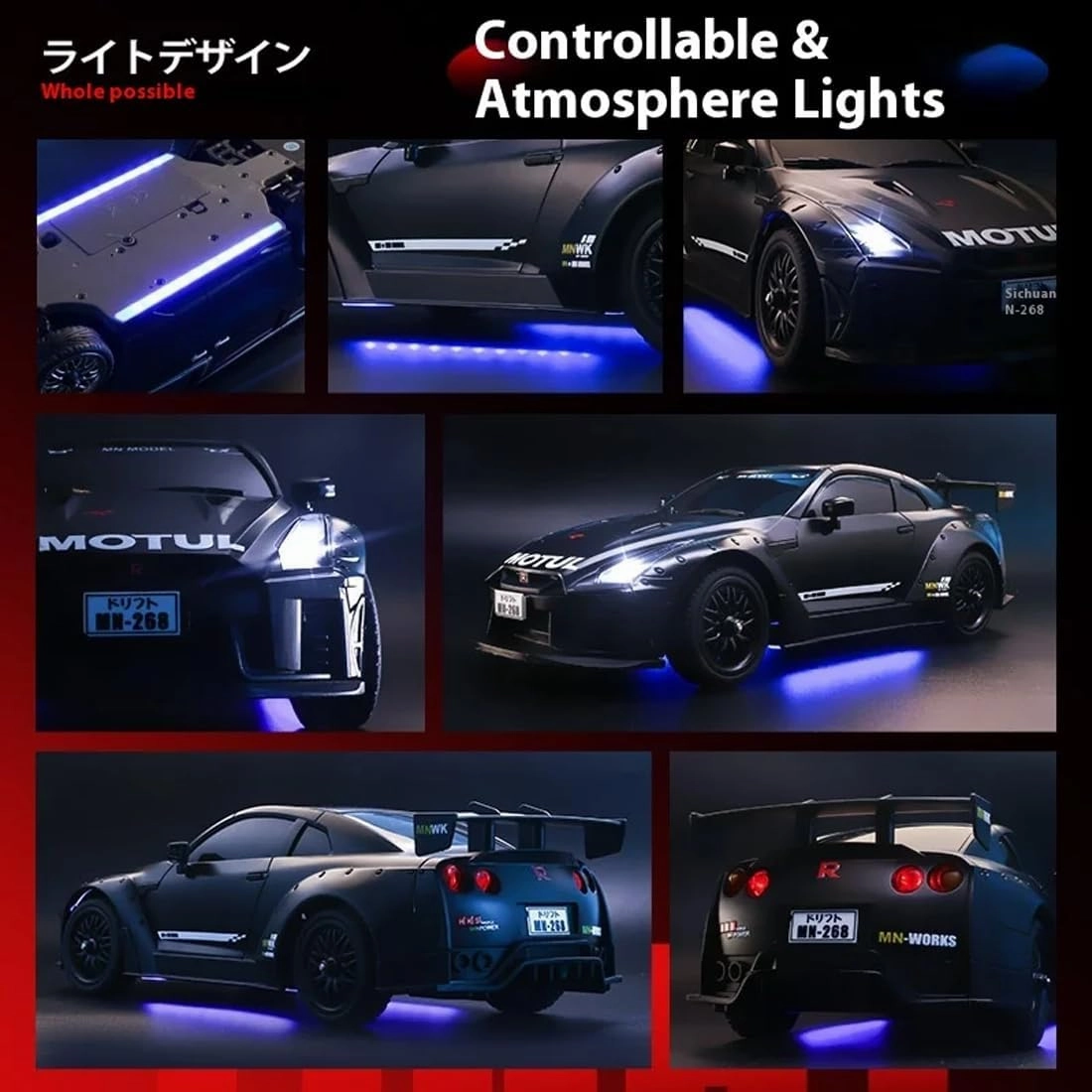 MN-268 RC Drift Car, 1:16 Scale 2.4G Full-Proportional Control RWD RC Car with LED Lights & Gyro-Enhanced, RC Racing Toy for Hobbyiost