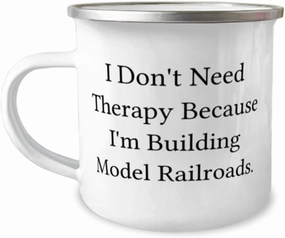 Model Railroads Gifts For Friends, I Don't Need Therapy Because I'm, Reusable Model Railroads 12oz Camper Mug, From Friends, Model train set, Toy trains, Train tracks, Railroad toys, Electric trains,
