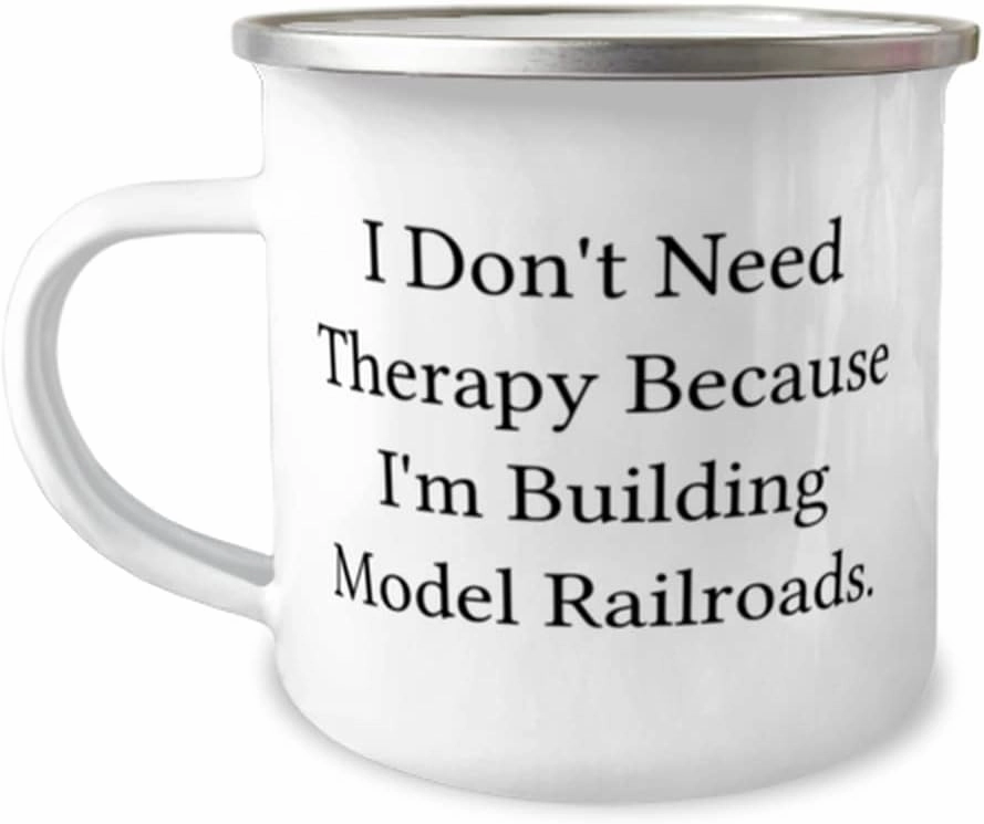 Model Railroads Gifts For Friends, I Don't Need Therapy Because I'm, Reusable Model Railroads 12oz Camper Mug, From Friends, Model train set, Toy trains, Train tracks, Railroad toys, Electric trains,