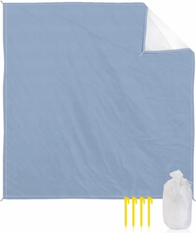 Modernity Minimalist Solid Color Beach Blanket Extra Large 118x108in Outdoor Waterproof Sandproof Picnic Blankets with Stakes Lightweight Beach Mat for Camping Travel Hiking,Pure Wathet Baby Blue