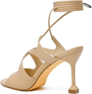 Mofirdast Strappy Heels for Women Stiletto Sandals Lace Up Open Toe Heeled Wrap Around Heels with Round Toe
