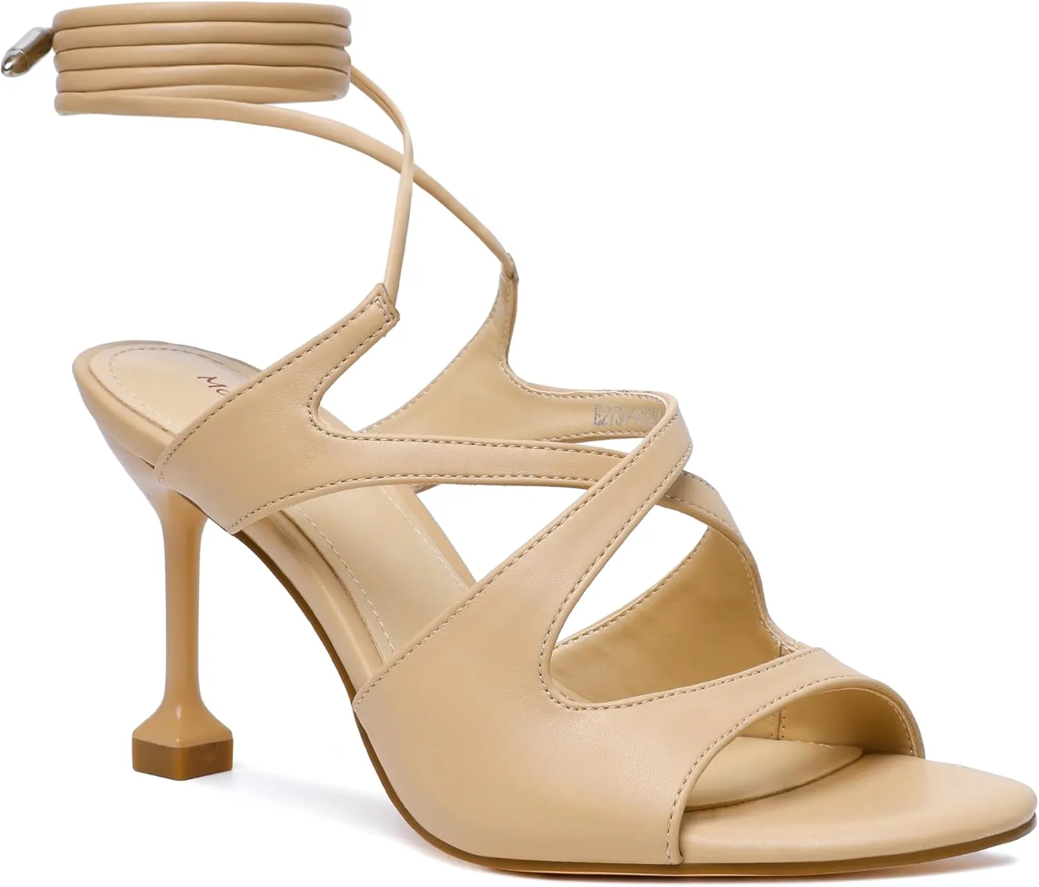 Mofirdast Strappy Heels for Women Stiletto Sandals Lace Up Open Toe Heeled Wrap Around Heels with Round Toe