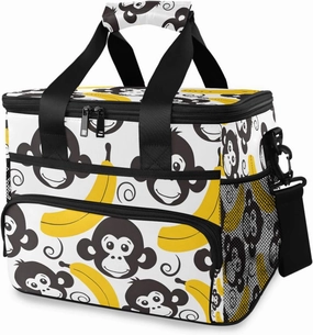 Monkey Face Banana Cooler Bag Insulated Cooler Soft Sided Cooler 24 Can Portable Picnic Bag Large Leakproof Lunch Bag Box for Beach Grocery Camping Travel Car Men Women