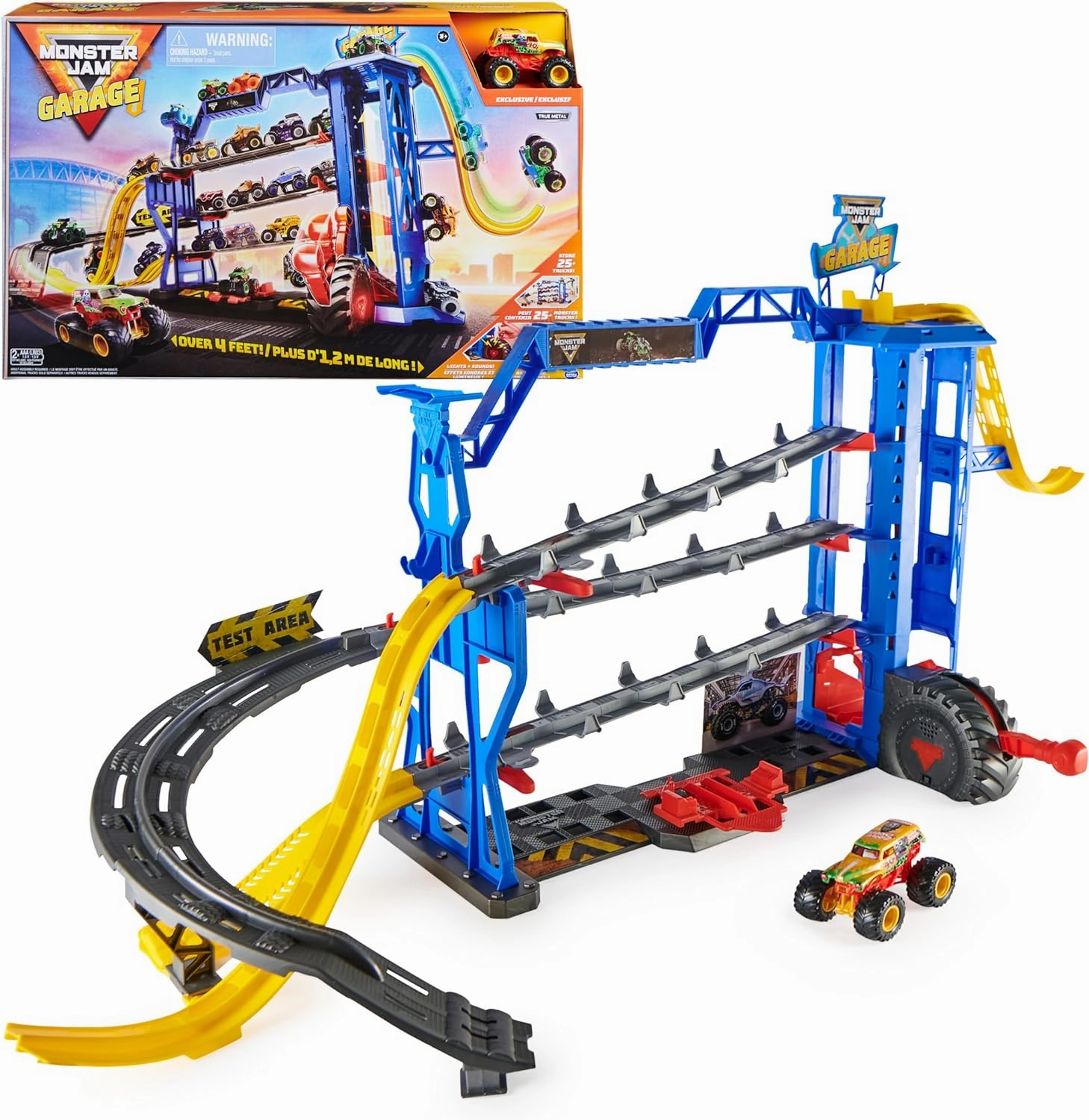 Monster Jam Garage Playset and Storage with Exclusive Grave Digger Monster Truck, Lights & Sounds, Kids Toys for Boys and Girls Ages 4 and Up