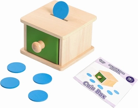 Montessori Wooden Baby Coin Sorter Toys for 18  Months, Shape Sorting Coin Box Object Permanence Box with Drawer for Baby, Fine Motor Sensory Toy for Toddler, Learning Resources Toys Kids Gifts
