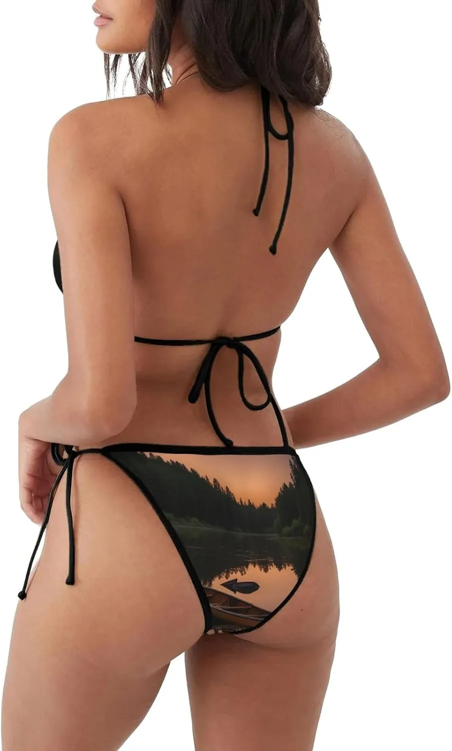 Moonlit Canoe Allagash River Print Bikini Sets for Women,Perfect for Beach,Pool and Other Outdoor Activities