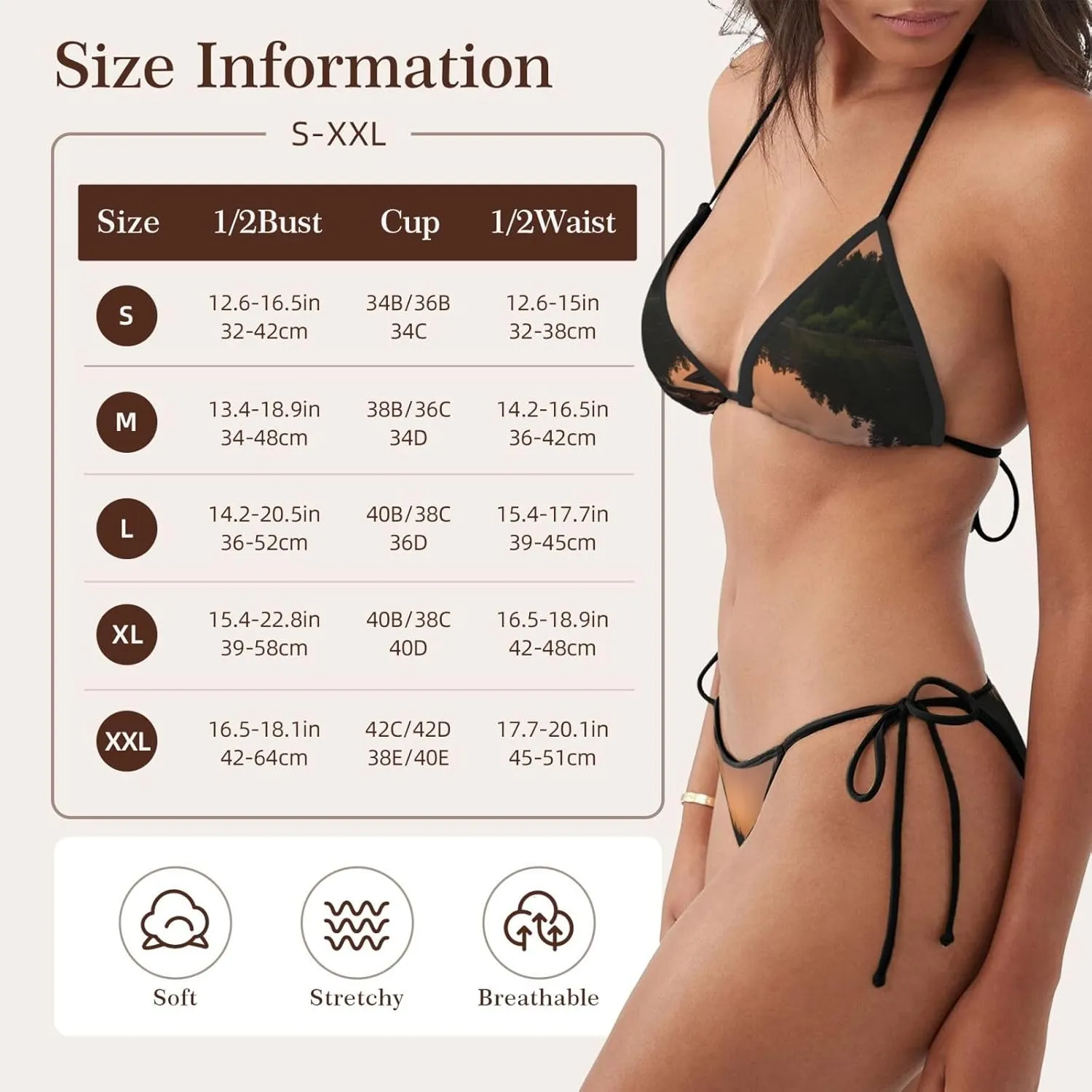 Moonlit Canoe Allagash River Print Bikini Sets for Women,Perfect for Beach,Pool and Other Outdoor Activities