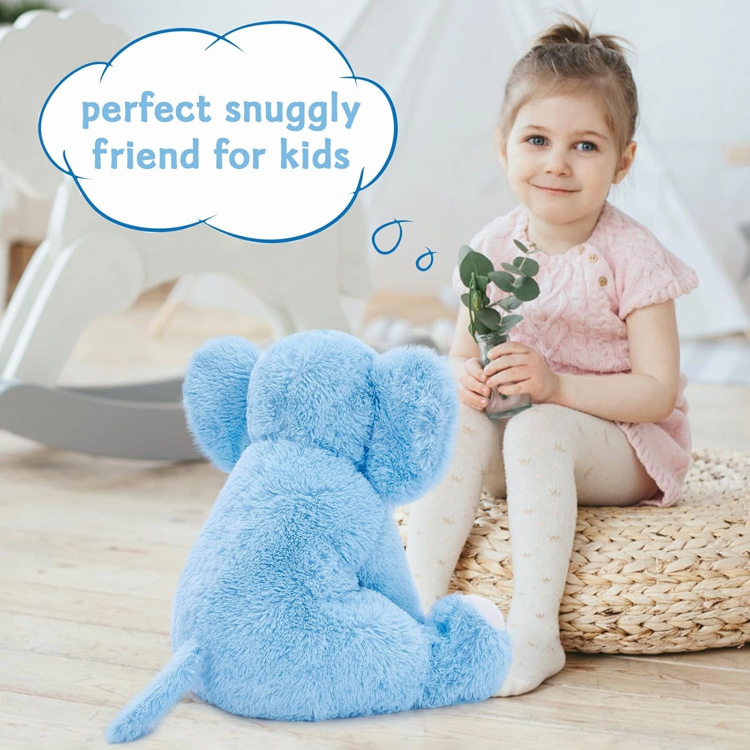 MorisMos Large Elephant Stuffed Animal, 19.6inch Soft Stuffed Elephant Plush Companion Gifts for Girls Boys, Blue