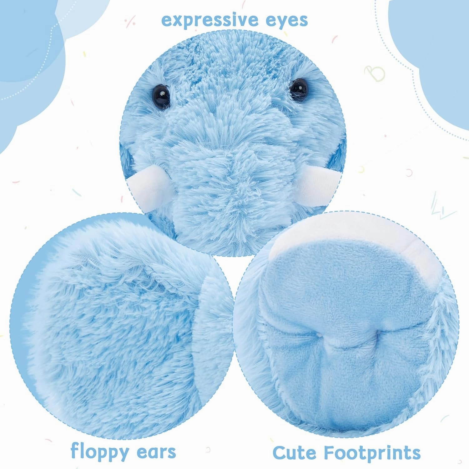 MorisMos Large Elephant Stuffed Animal, 19.6inch Soft Stuffed Elephant Plush Companion Gifts for Girls Boys, Blue