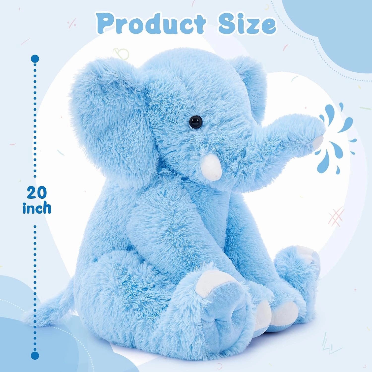 MorisMos Large Elephant Stuffed Animal, 19.6inch Soft Stuffed Elephant Plush Companion Gifts for Girls Boys, Blue