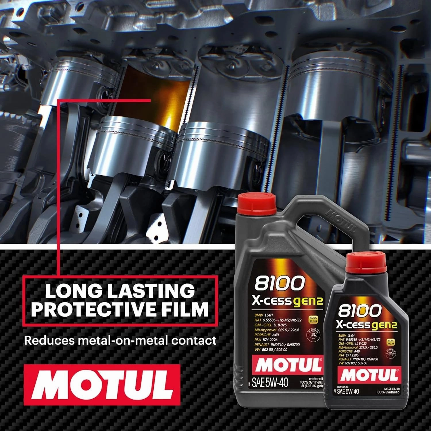 MOTUL 8100 X-Cess Gen 2 SAE 5W40 Full Synthetic Motor Engine Oil 5 Liter Bottle