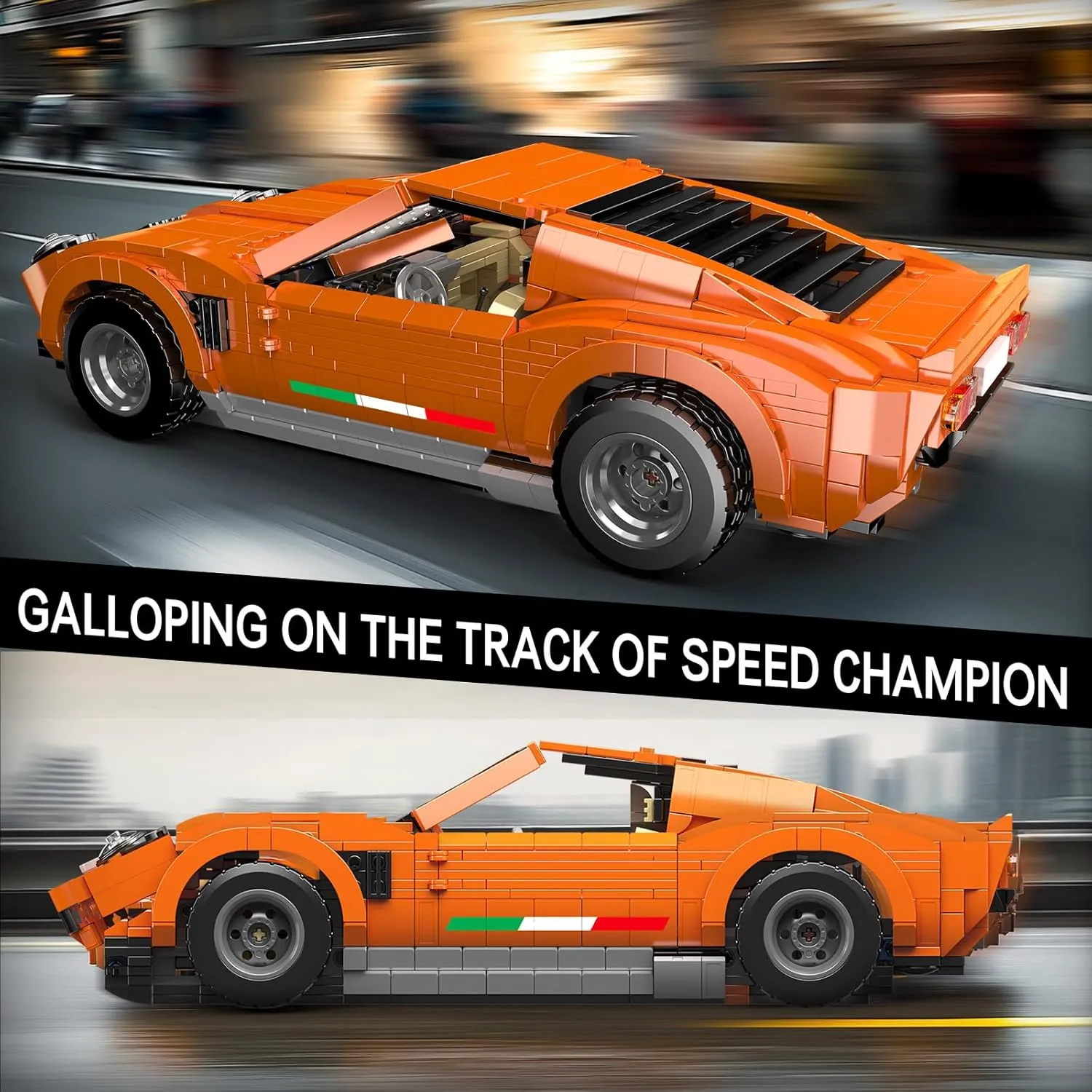 Mould King 10116 Sports Car Building Block Kits, MOC Vintage Classic Supercar Racing Car Model Building Sets, Gift for Kids Age 8 /Adult Collections Enthusiasts (1607  Pieces, Static Version)