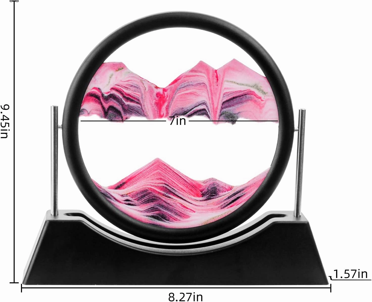 Moving Sand Art Liquid Motion,3D Flow Sand Painting Quicksand Decor,Stress Relief Moving Sand Art Picture with Round Glass for Office Home Decoration