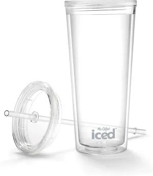 Mr. Coffee Iced Coffee Tumbler, 22 Oz., with Lid and Straw, Clear