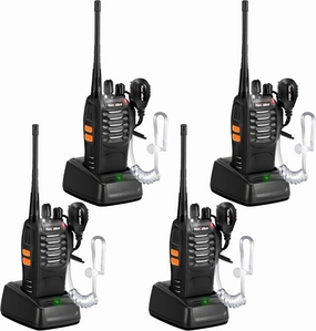 MT-8S Walkie Talkies Long Range Walky Talky with Earpieces Flashlight 1500mAh Li-ion Battery Support Type-C Charging Radios Walkie Talkies for Adults 4 Pack