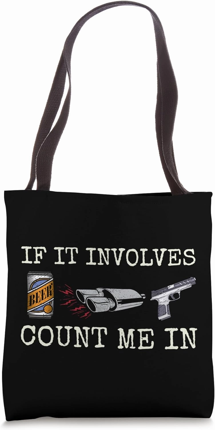 Muffler Auto Enthusiast Guy Car Exhaust Beer Guns Lover Tote Bag