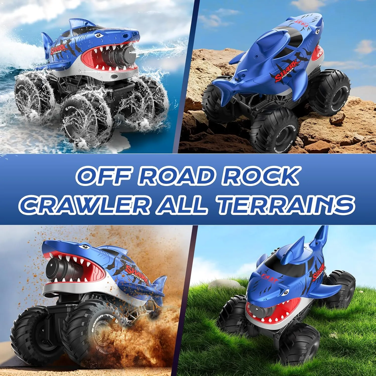 MUYOLO Amphibious Remote Control Car- 2.4GHz Shooting Waterproof RC Monster Truck, 4WD All-terrian Off-Road Water Tank Pool Toy Outdoor Summer Gifts for Kids Boys/Girls Age 6 