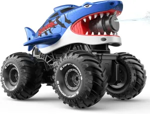MUYOLO Amphibious Remote Control Car- 2.4GHz Shooting Waterproof RC Monster Truck, 4WD All-terrian Off-Road Water Tank Pool Toy Outdoor Summer Gifts for Kids Boys/Girls Age 6 