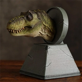 Nanmu Dinosaur Head Statue Carnotaurus Spinosaurus Velocirapto Allosaurus Tyrannosaurus Rex Model Realistic Dinosaur Figure Resin Toys Collector Decoration Gift Adult Green T Rex