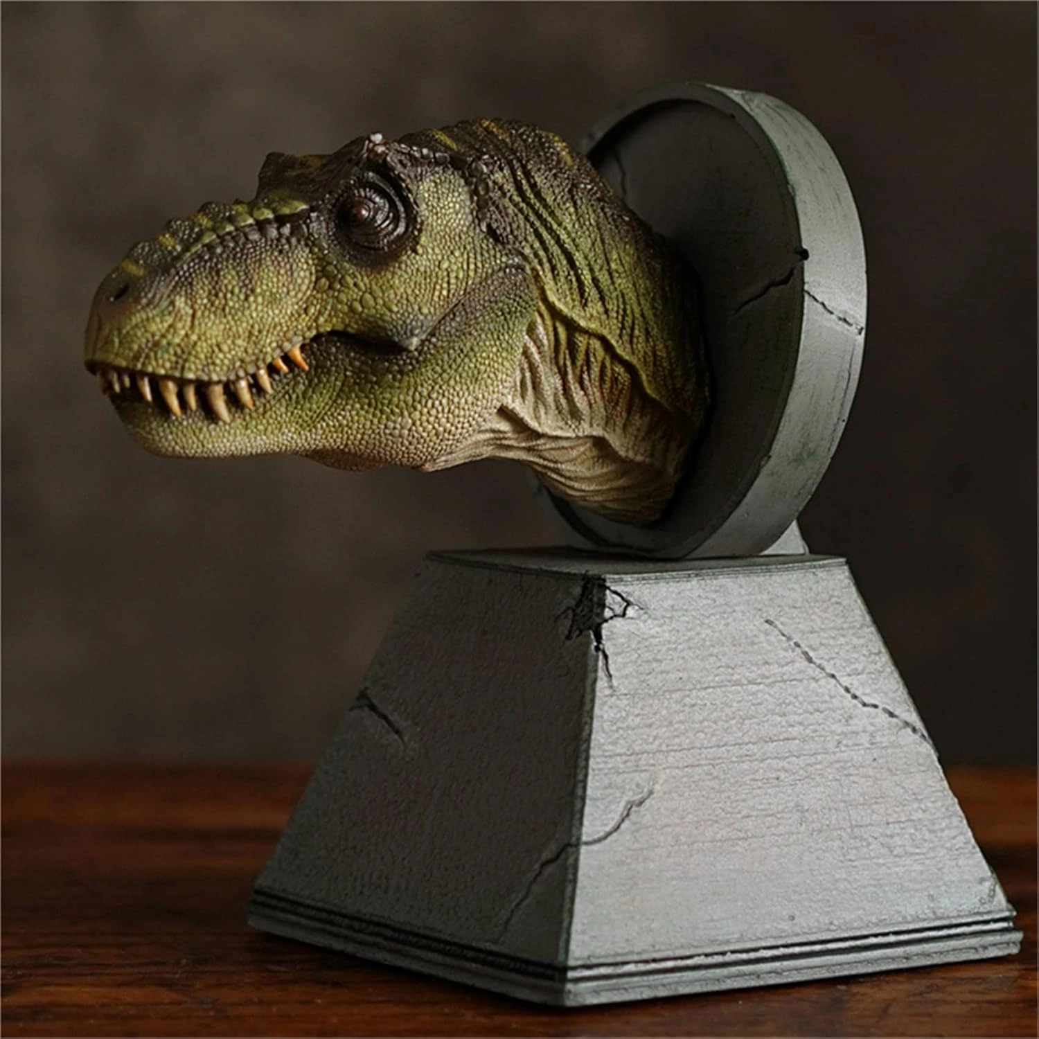 Nanmu Dinosaur Head Statue Carnotaurus Spinosaurus Velocirapto Allosaurus Tyrannosaurus Rex Model Realistic Dinosaur Figure Resin Toys Collector Decoration Gift Adult Green T Rex