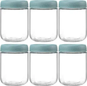 NETANY 6-pack 16oz Glass jars with Airtight Lids, Overnight Oats Containers with Lids, Wide mouth Mason Salad jars, Glass Food Storage Containers for Snacks Yogurt Spice Sugar - Green