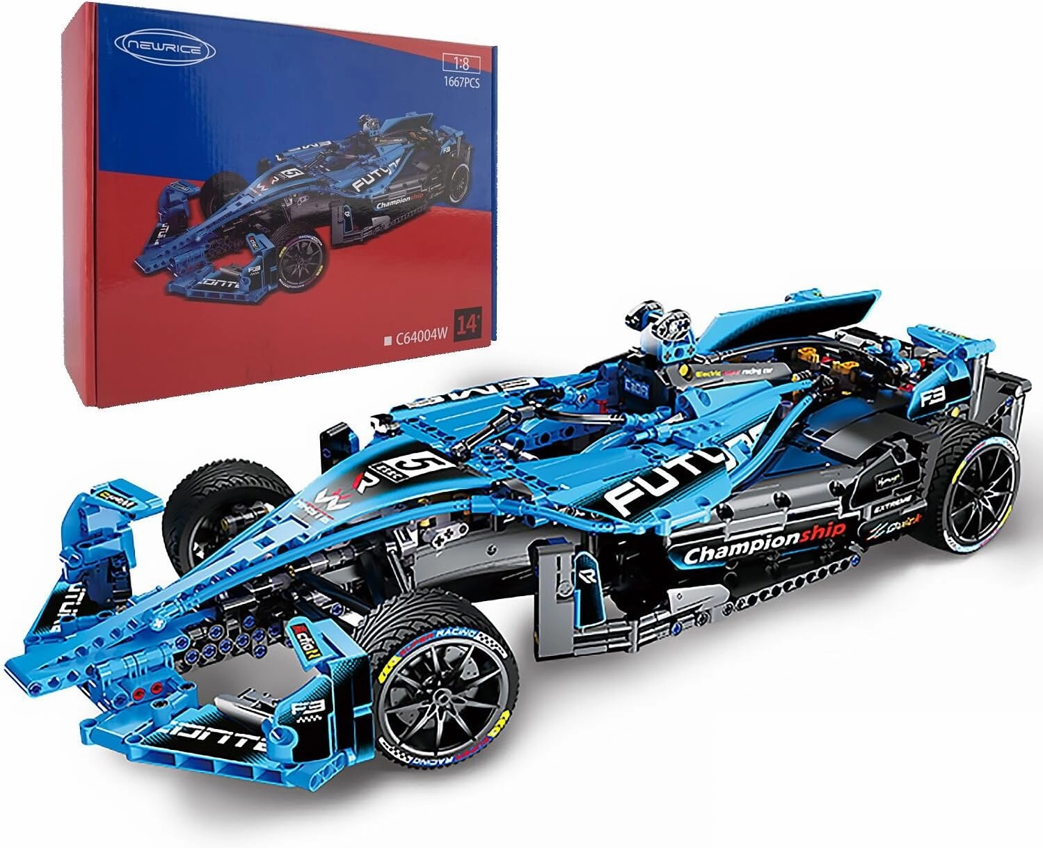 NEWRICE Formula 1 Racing Car Building Set, MOC 1:8 Scale Model Building Blocks Toys,for for 12  Years Kids Adults(1667 Pieces)