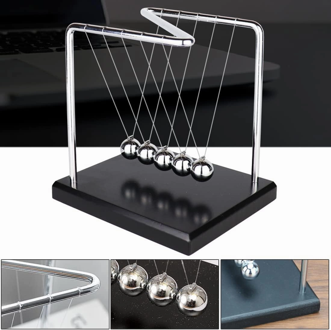 Newtons Cradle/Pendulum Balls, Physics Educational Balance Balls Desktop Decoration Swinging Ball Desk Toy for Office Home Living Room Science Gift (Z-Shape)