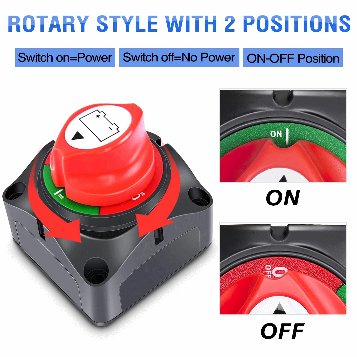 Nilight 2 Pack Battery Switch 12V 24V 48V 275A On/Off Heavy Duty Battery Power Cut Master Switch Disconnect Isolator for Truck Vehicle Trailer RV Marine Boat Yacht