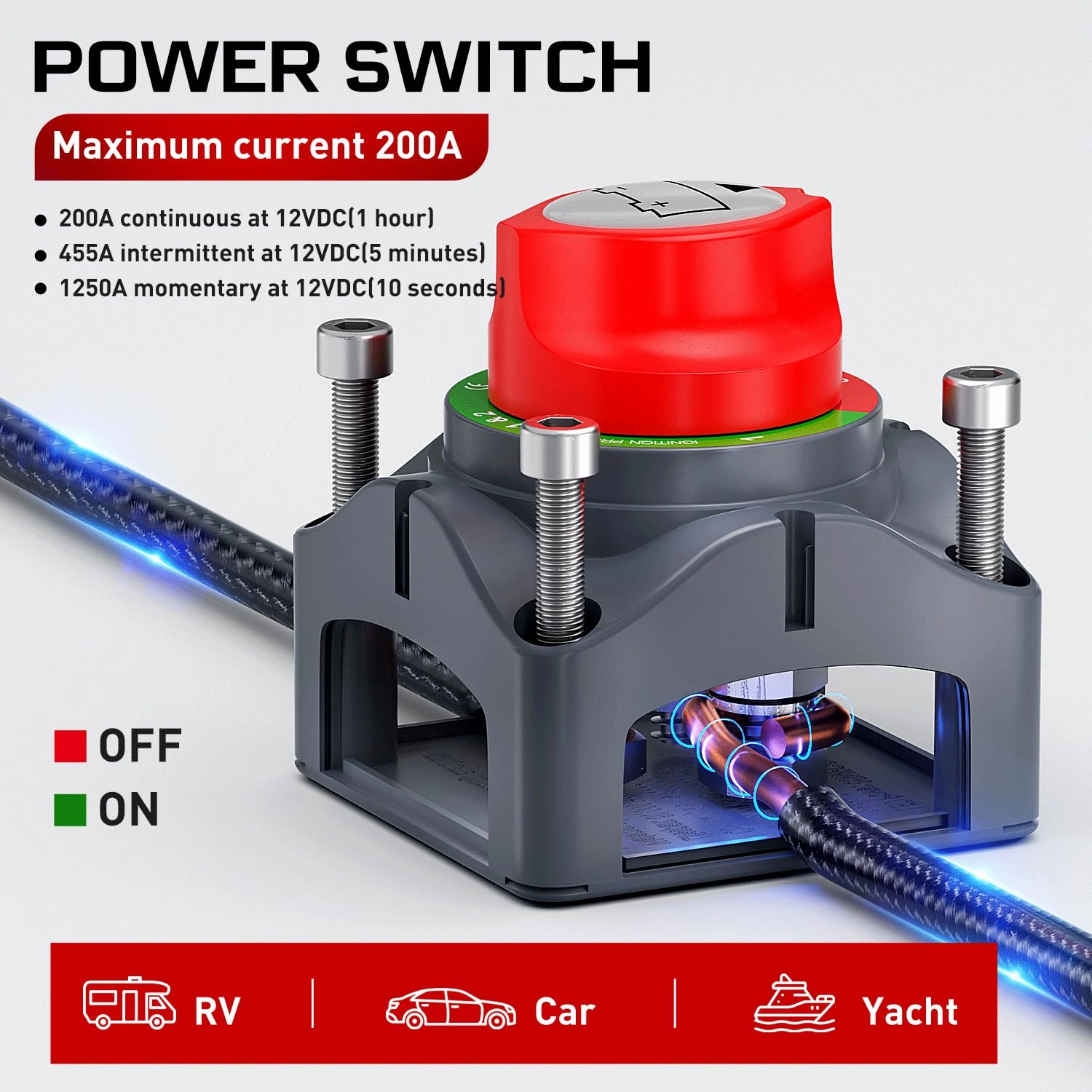 Nilight 2 Pack Battery Switch 12V 24V 48V 275A On/Off Heavy Duty Battery Power Cut Master Switch Disconnect Isolator for Truck Vehicle Trailer RV Marine Boat Yacht