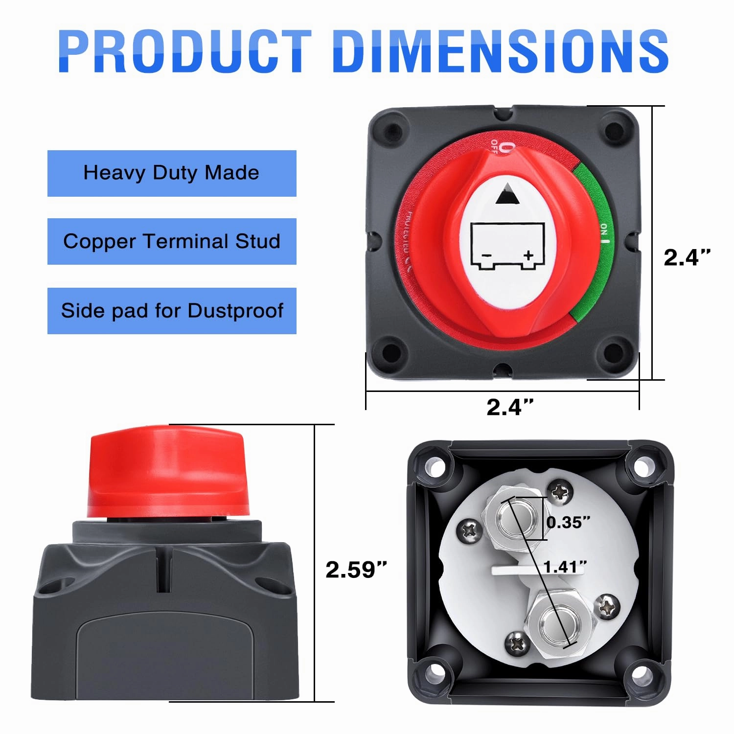 Nilight 2 Pack Battery Switch 12V 24V 48V 275A On/Off Heavy Duty Battery Power Cut Master Switch Disconnect Isolator for Truck Vehicle Trailer RV Marine Boat Yacht
