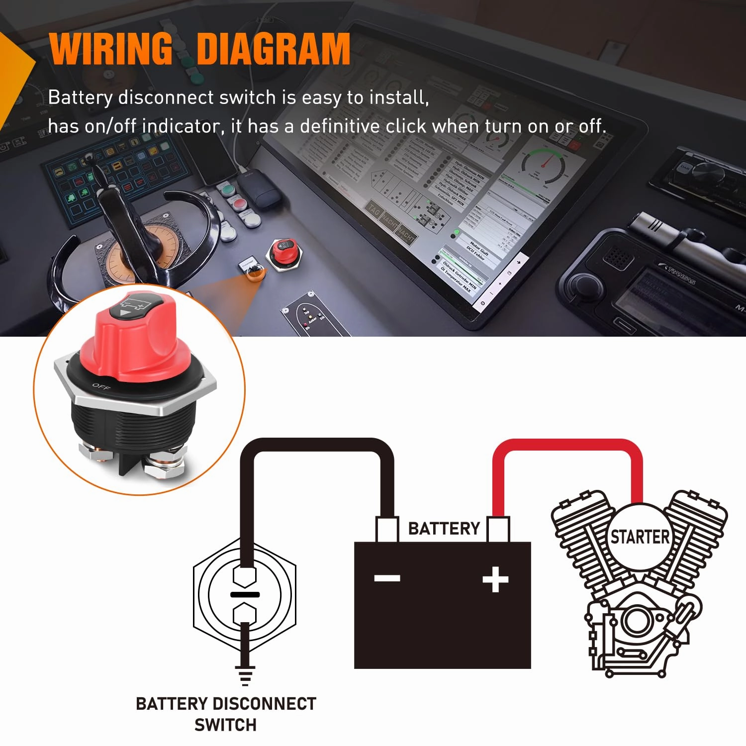 Nilight Battery Disconnect Switch 300A Master Disconnect Isolator 12V-48V On Off Power Cutoff Switch Waterproof Heavy Duty for Marine Boat Car RV ATV UTV Yacht, 2 Years Warranty