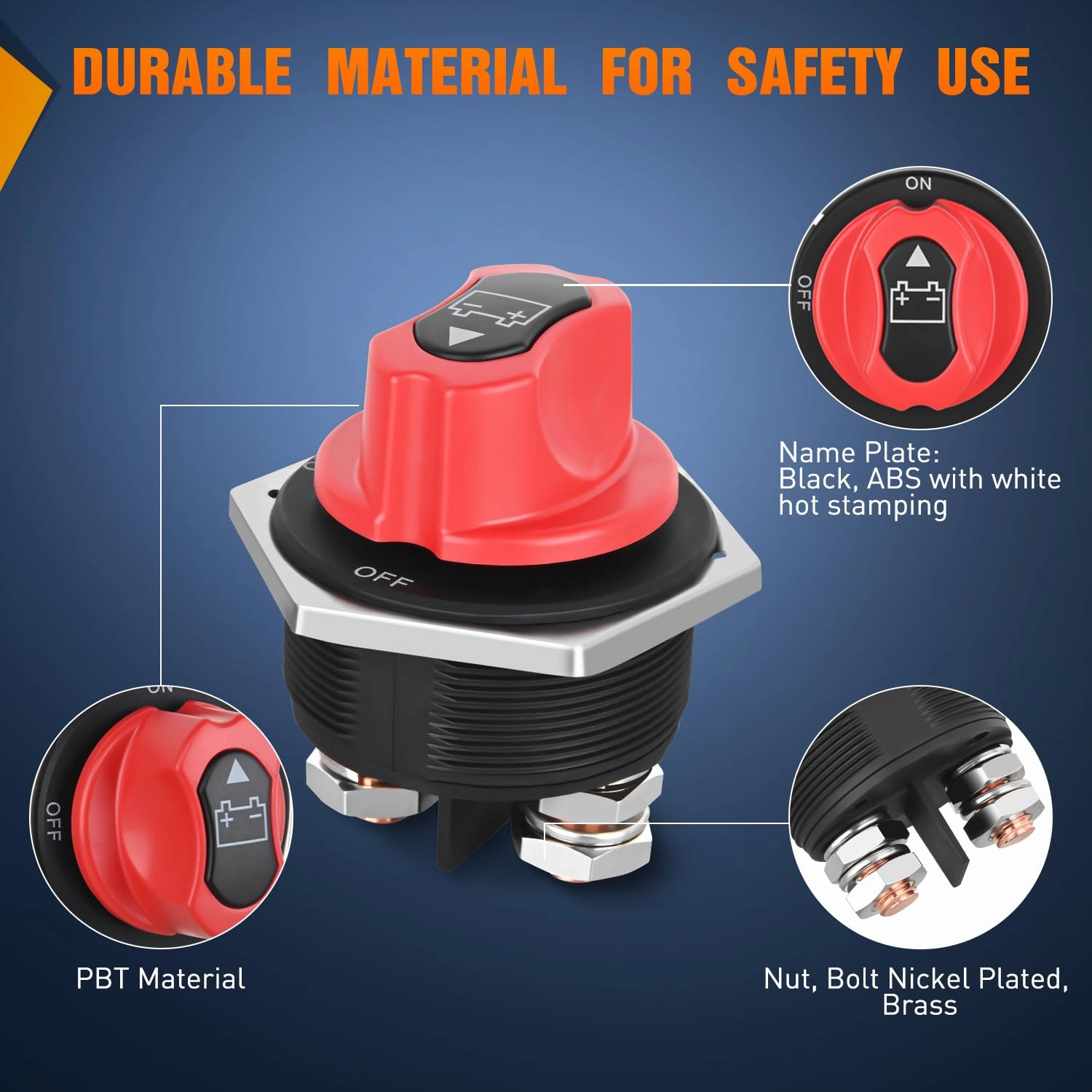 Nilight Battery Disconnect Switch 300A Master Disconnect Isolator 12V-48V On Off Power Cutoff Switch Waterproof Heavy Duty for Marine Boat Car RV ATV UTV Yacht, 2 Years Warranty