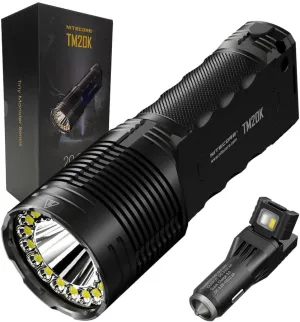 Nitecore TM20K USB-C Rechargeable Ultra High Performance Tactical LED Searchlight - 19 x CREE XP-L HD - 20000 Lumens W/ VCL10 Car Fast Charger and Window Breaker
