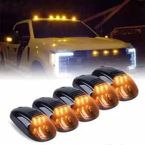 No Drill Cab Lights Waterproof Solar Powered Cab Lights for Truck Vibration with Sensor Solar Wireless Cab Lights for Truck (Yellow Led)