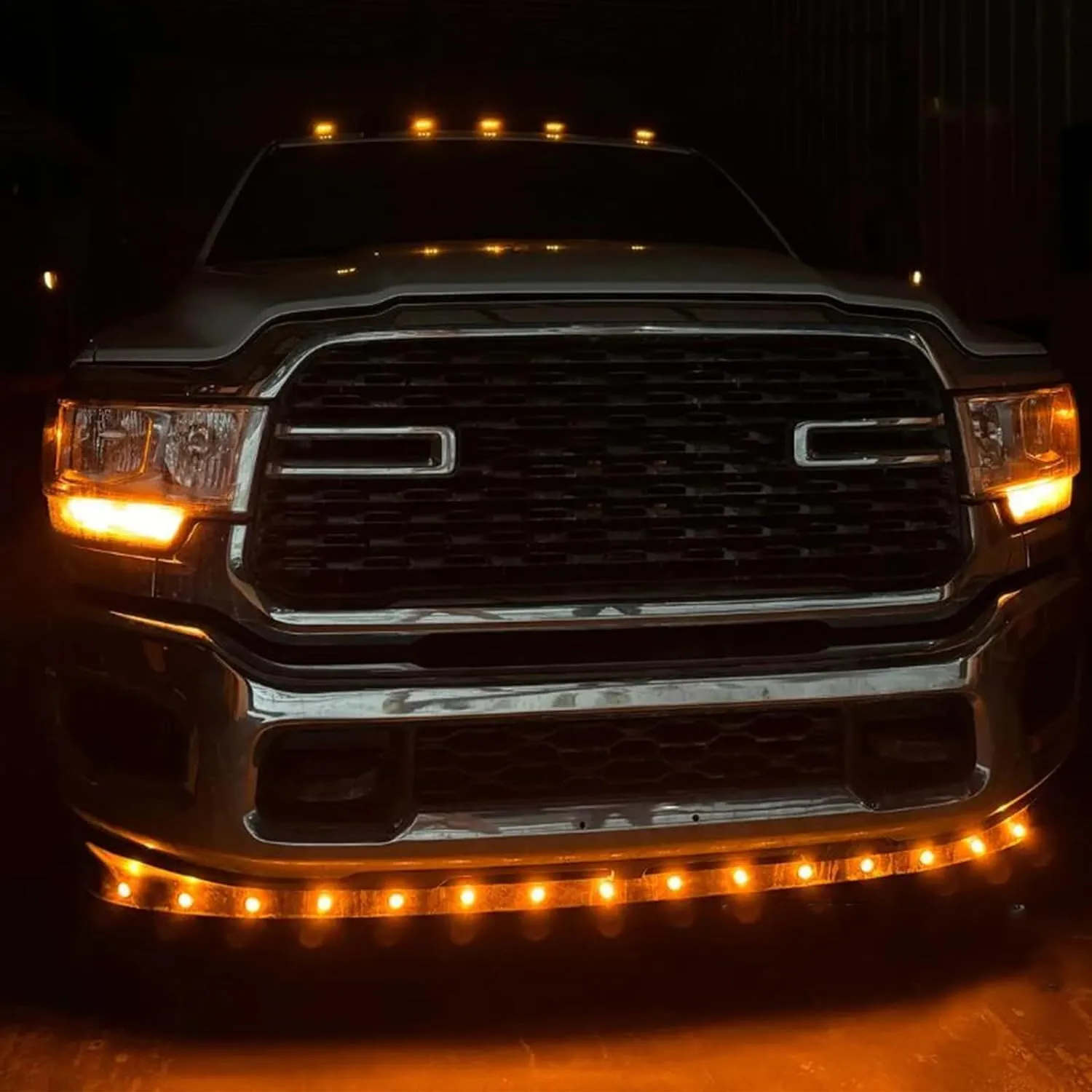 No Drill Cab Lights Waterproof Solar Powered Cab Lights for Truck Vibration with Sensor Solar Wireless Cab Lights for Truck (Yellow Led)