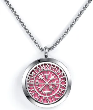 Norse Vikings Amulet Essential Oil Diffuser Necklace - Stainless Steel Locket- Best for Aromatherapy-Perfume, Fragrance, Scent Diffusers for Women