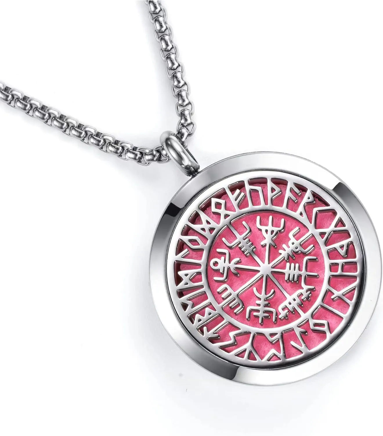 Norse Vikings Amulet Essential Oil Diffuser Necklace - Stainless Steel Locket- Best for Aromatherapy-Perfume, Fragrance, Scent Diffusers for Women